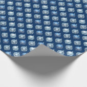 Silver Ornaments on Dark Blue Geschenkpapier (Ecke)