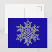 Silver Overlay Snowflake auf Cobalt Blue Postkarte (Vorne/Hinten)