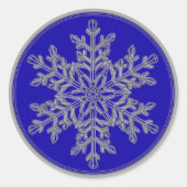 Silver Overlay Snowflake auf Cobalt Blue Runder Aufkleber (Vorderseite)