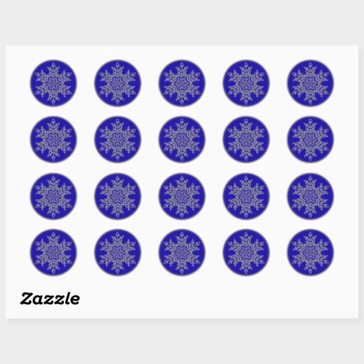 Silver Overlay Snowflake auf Cobalt Blue Runder Aufkleber (Blatt)