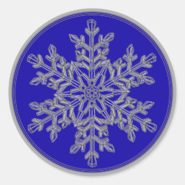 Silver Overlay Snowflake auf Cobalt Blue Runder Aufkleber
