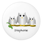 Silver Owl Design Personalisiert Keramikknauf (Vorderseite)