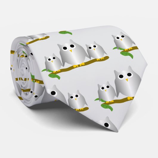 Silver Owls Design Any Colour Background Krawatte (Gerollt)