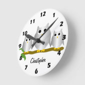 Silver Owls Design Personalised Runde Wanduhr (Winkel)