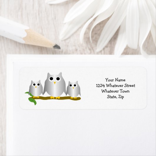 Silver Owls Design Return Address (Insitu)