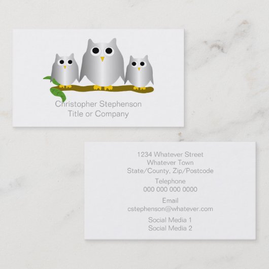 Silver Owls Design Visitenkarte (Vorne/Hinten)
