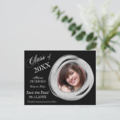 Silver Paint Brush Frame Save the Date Abschluss Postkarte (Stehend Vorderseite)