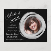 Silver Paint Brush Frame Save the Date Abschluss Postkarte (Vorderseite)