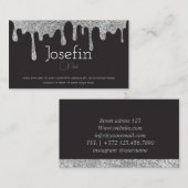 Silver Paint Dripping Melting Ink Splash Visitenkarte (Vorne/Hinten)