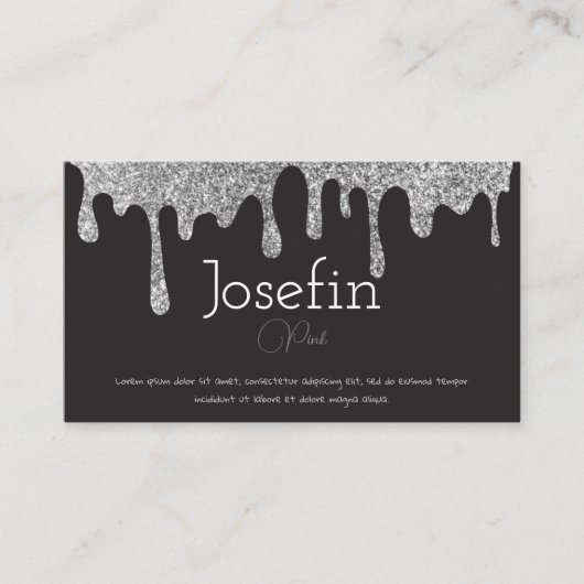 Silver Paint Dripping Melting Ink Splash Visitenkarte (Vorderseite)