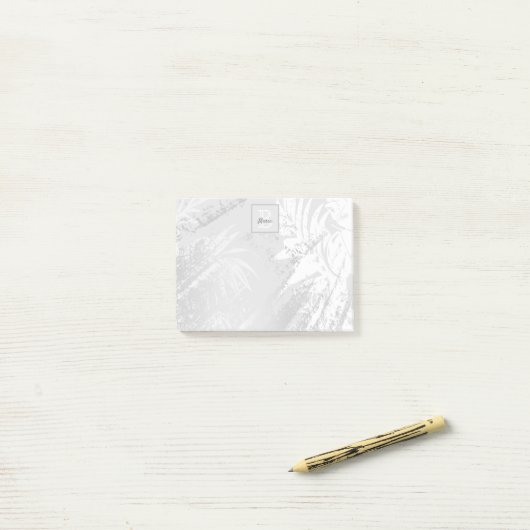 Silver-Palm-Blätter Monogramm-Skriptchie Post-it Klebezettel (Auf Schreibtisch)