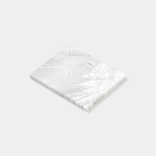Silver-Palm-Blätter Monogramm-Skriptchie Post-it Klebezettel (angewinkelt)