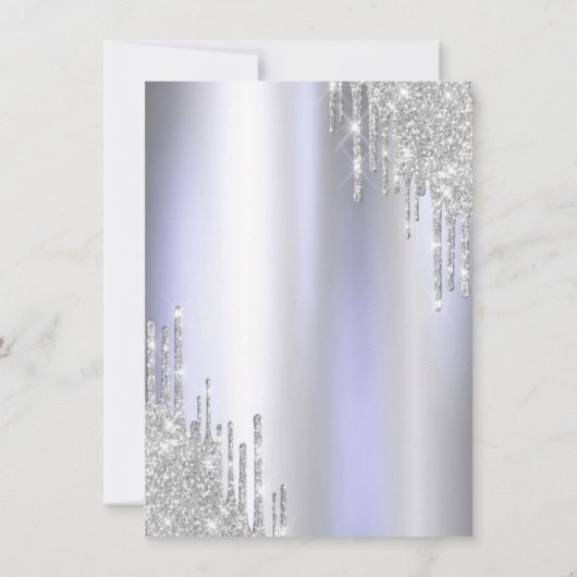 Silver Paris Eiffel Tower, Tropfen Violet Quinceañ Einladung (Rückseite)