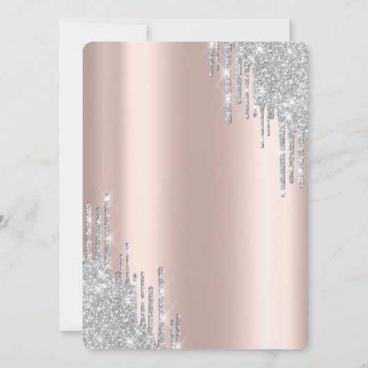 Silver Paris Eiffel Tower, Tropfens Quinceañera Einladung (Rückseite)