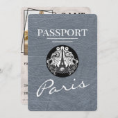 Silver Paris Passport Save the Date (Vorne/Hinten)