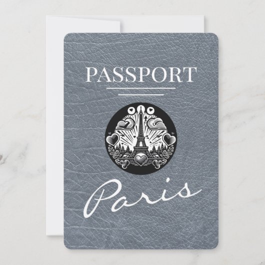 Silver Paris Passport Save the Date (Vorderseite)