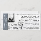 Silver Paris Wedding Boarding Pass Einladung (Vorderseite)