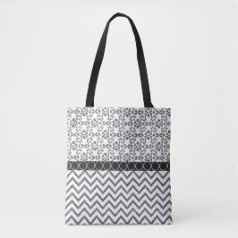 Silver Pattern Zig Zag Muster Geschenk für sie Tasche