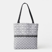 Silver Pattern Zig Zag Muster Geschenk für sie Tasche (Rückseite)