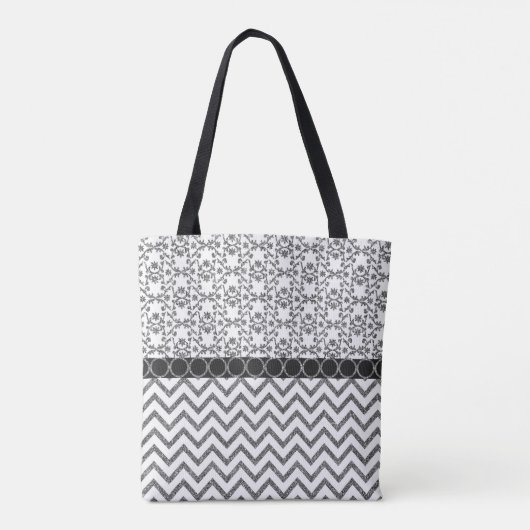 Silver Pattern Zig Zag Muster Geschenk für sie Tasche (Rückseite)