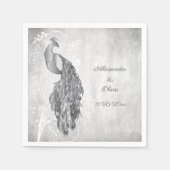 Silver Peacock Brautparty Napkins Serviette (Vorderseite)