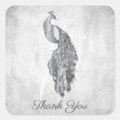 Silver Peacock Danke Stickers (Vorderseite)