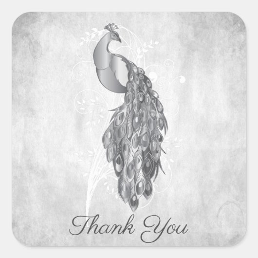 Silver Peacock Danke Stickers (Vorderseite)