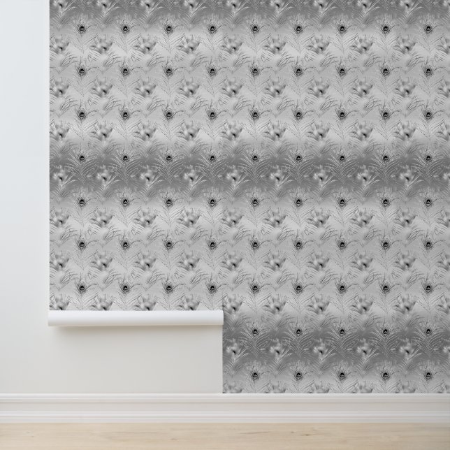 Silver Peacock Feathers Tapete (Anwendung)