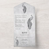 Silver Peacock Hochzeit in einer Einladung (Innen Boden)