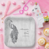 Silver Peacock Polterabend Paper-Teller Pappteller (Party)