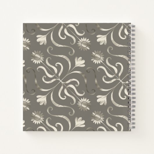 Silver & Pearl Floral Damask Sonnenblume Klasse Gr Notizblock (Rückseite)