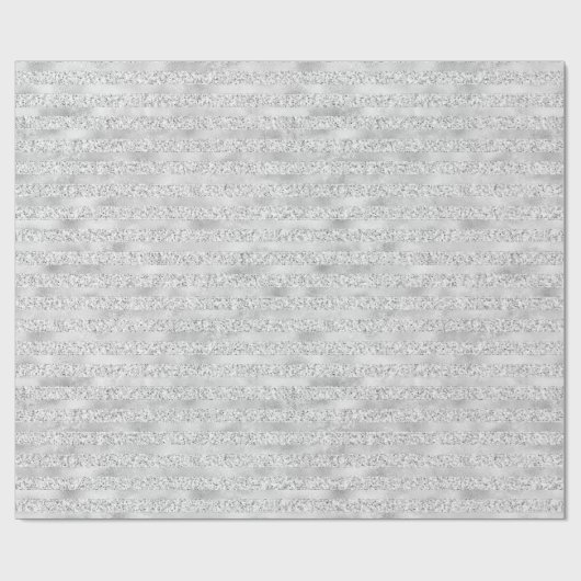Silver Pearl Glam Glitzer Streifen     Geschenkpapier (Flach)