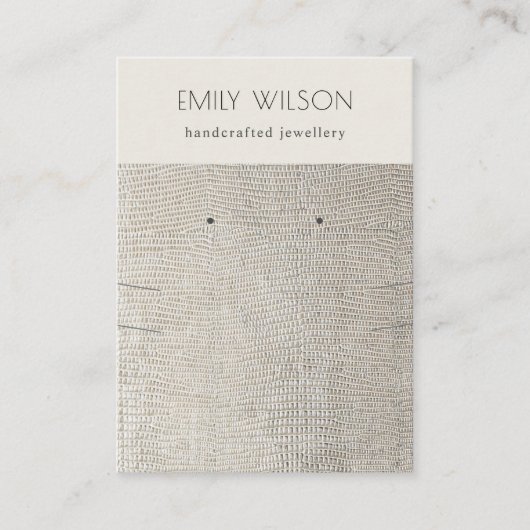 Silver Pearl Leather Texture Earring Necklace Visitenkarte (Vorderseite)