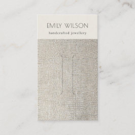 Silver Pearl Leather Texture Hair Clip Display Visitenkarte