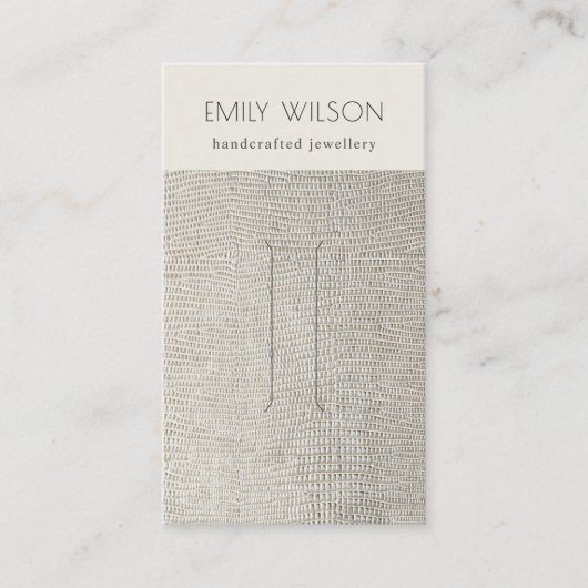 Silver Pearl Leather Texture Hair Clip Display Visitenkarte (Vorderseite)