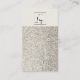 Silver Pearl Leather Texture Necklace Logo Display Visitenkarte