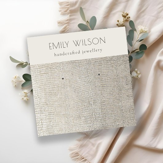 Silver Pearl Leather Texture Stuck Earring Display Quadratische Visitenkarte