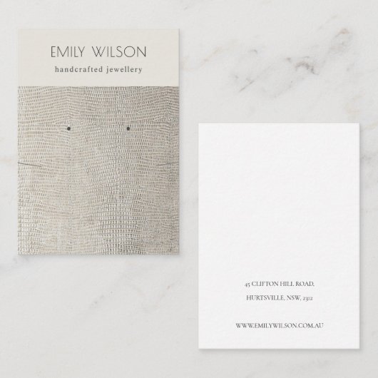 Silver Pearl Leather Texture Study Earring Necklac Visitenkarte (Vorne/Hinten)