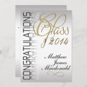 Silver Pearl Mirror Formal Abschluss Einladung (Vorne/Hinten)