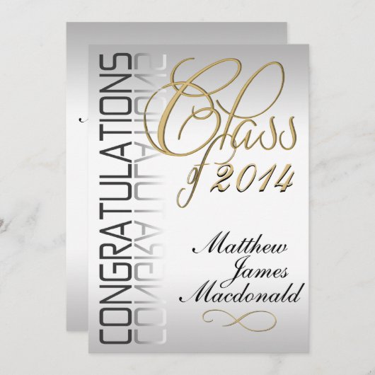 Silver Pearl Mirror Formal Abschluss Einladung (Vorne/Hinten)