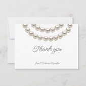 Silver Pearl Necklace Wedding Elegant Dankeskarte (Vorderseite)