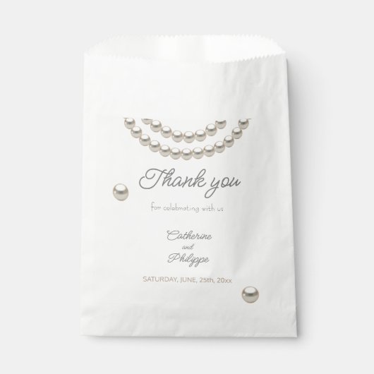 Silver Pearl Necklace Wedding Geschenktütchen (Vorderseite)