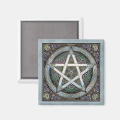 Silver Pentagramm Square Magnet (Vorderseite/Rückseite)