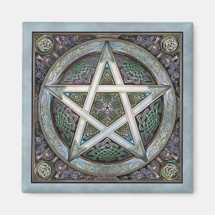 Silver Pentagramm Square Magnet