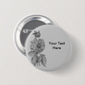 Silver Peony Blume on Gray Customizable Button (Vorne & Hinten)
