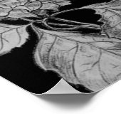 Silver Peony Blume über Schwarze Flora Kunst Poster (Ecke)