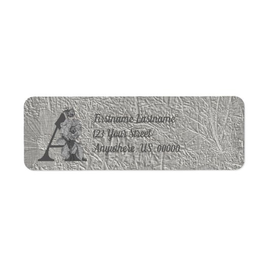 Silver Peony Elegant Monogram Initial A Address (Vorne)