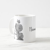 Silver Peony Elegant Monogram Initial A Name Kaffeetasse (Vorderseite Links)