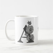 Silver Peony Elegant Monogram Initial A Name Kaffeetasse (Links)