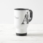 Silver Peony Elegant Monogram Initial A Name Reisebecher (VorderseiteRechts)